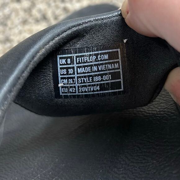 FitFlop Lulu Leather Flip Flop Size 10 Black Toe Post Thong Sandals - Picture 5 of 9